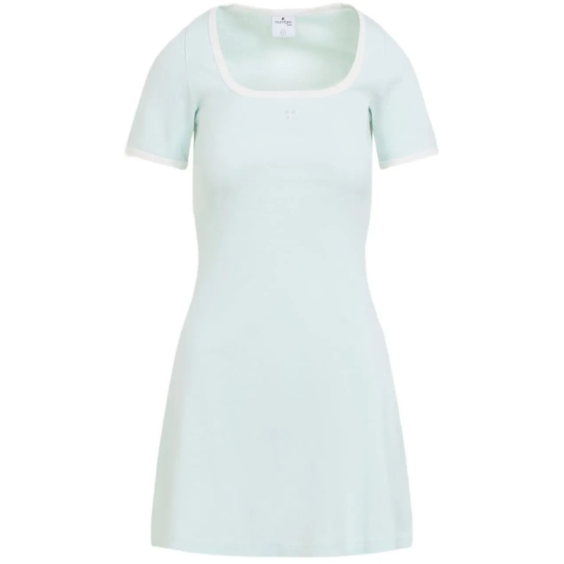 Courrèges Minikleid Fitted Mini Dress With Contrasting Trim Blue