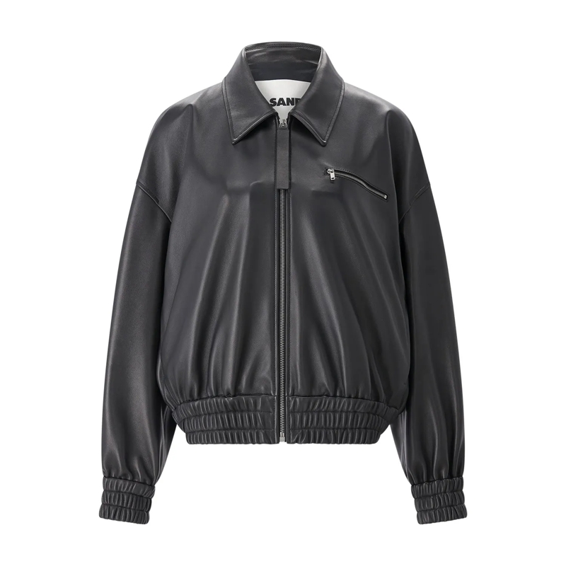 Jil Sander Blouson Jacke aus Leder schwarz