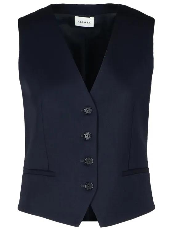 P.A.R.O.S.H. - Liliux%27 Blue Virgin Wool Blend Vest - Größe M - blau