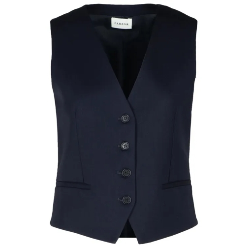 P.A.R.O.S.H.  Liliux' Blue Virgin Wool Blend Vest Blue