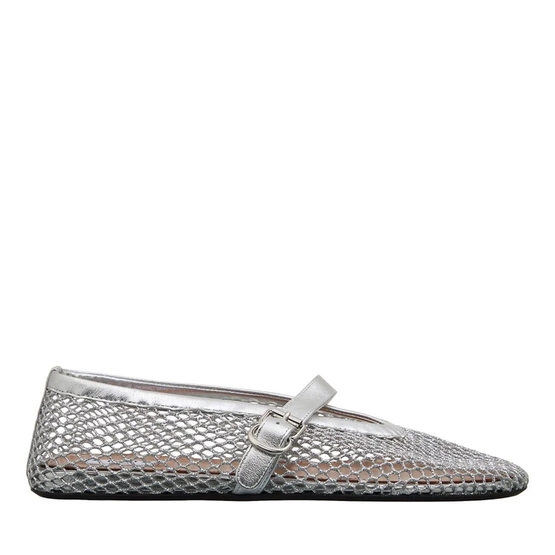 Alaia Ballerinas Fishnet Ballet Flat Argent