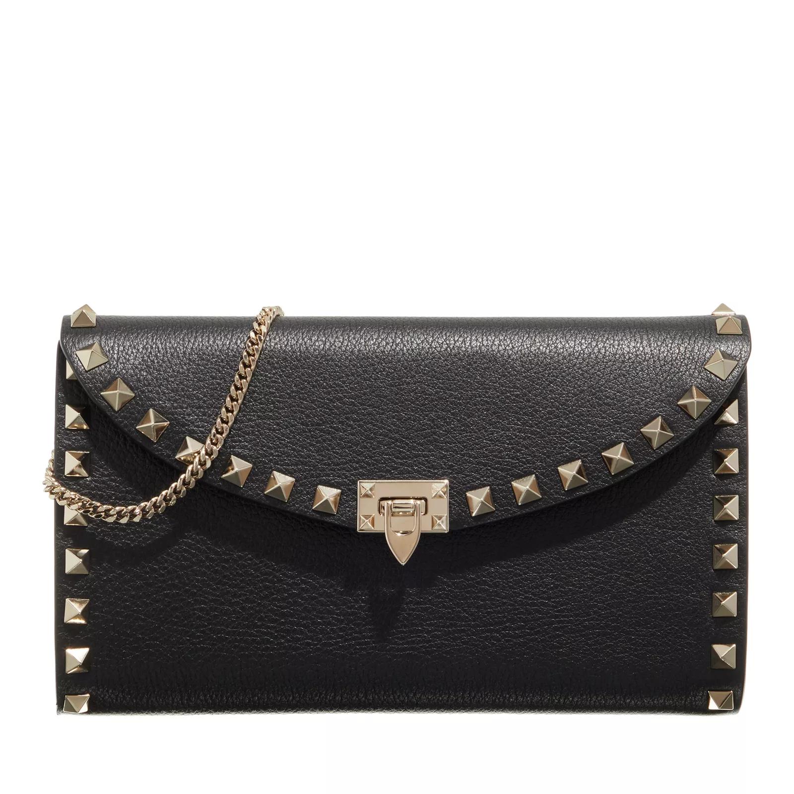 Valentino Garavani Wallet On Chain Rockstud Nero | Crossbody Bag