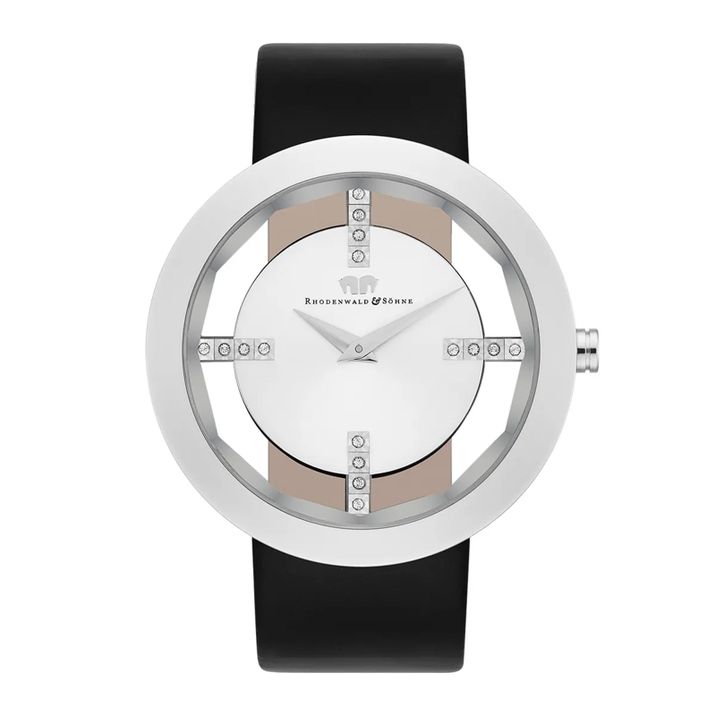Rhodenwald & Söhne Automatikuhr Damen Armbanduhr Lucrezia Echtleder silber