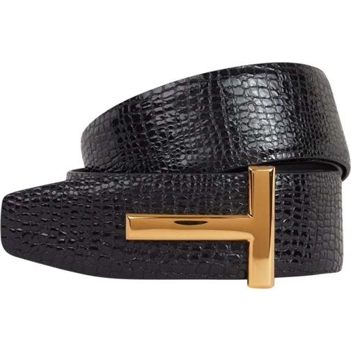 Tom Ford Ceinture en cuir Leather Logo Belt mehrfarbig