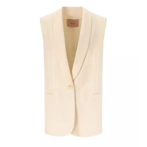 Twin-Set Ivory Single-Breasted Vest Neutrals 