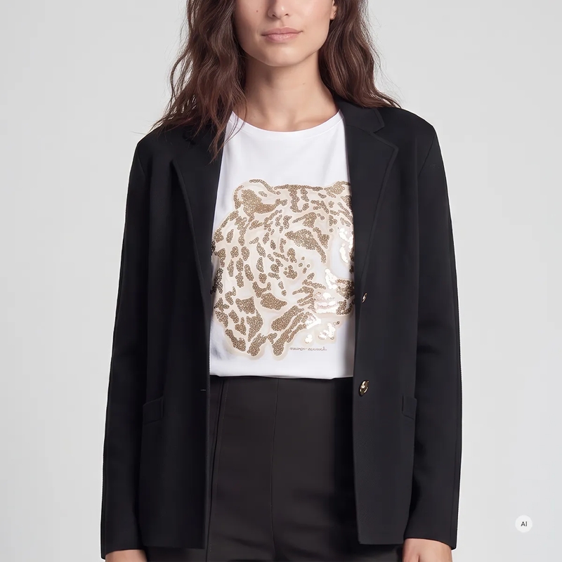 Marc Aurel Blazer Strickblazer- Leistentaschen- mit Schlitz- aus schwarz(Image 3)