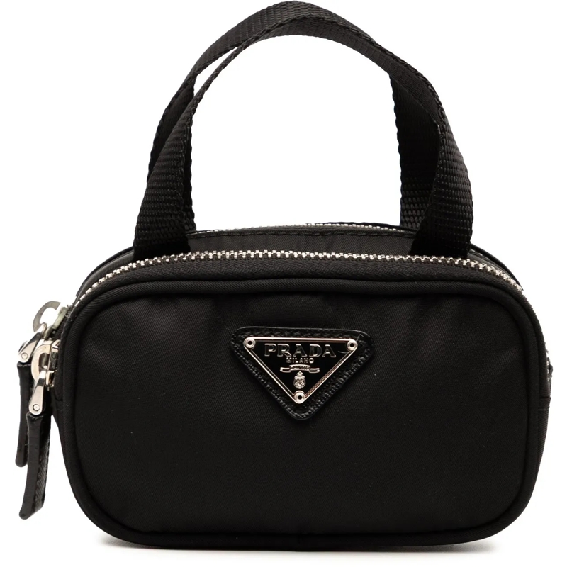 Prada Tote Mini Tessuto Double Zip Handbag schwarz