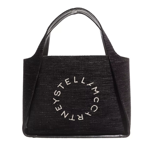 Stella McCartney Tote Bag with Stella-Logo from Chenille-Jacquard Black Rymlig shoppingväska