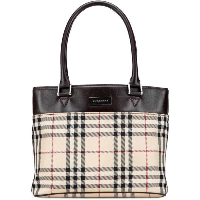 Burberry Tote House Check Canvas Handbag braun