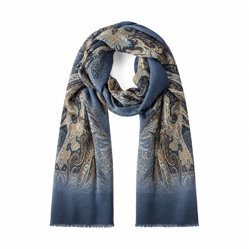 Etro Écharpe Schal mit Paisley-Muster blau