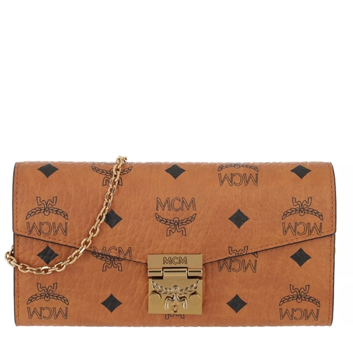 MCM Patricia Visetos Wallet With Chain Large Cognac Wallet On A Chain