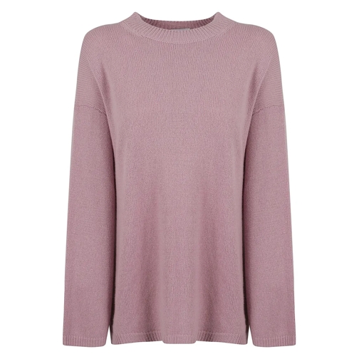 Allude Pull Blush Pink Cashmere Ribbed Knit Crew Neck Sweater Pink