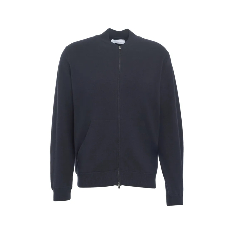 Gender Bomberjacke Knitted Bomber Jacket With Ribbed Finish And Full- Black