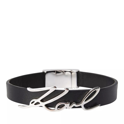 Karl Lagerfeld K/Signature Leather Bracelet A290 Silver Black Bracelet
