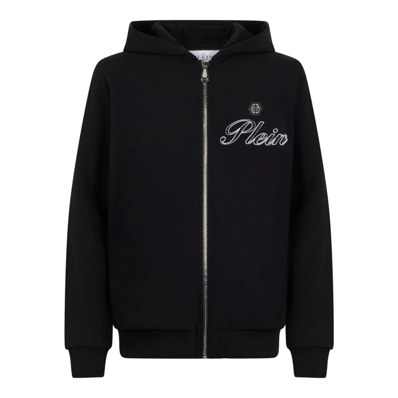 Philipp Plein Top Zip Hoodie Signature Embroidery schwarz