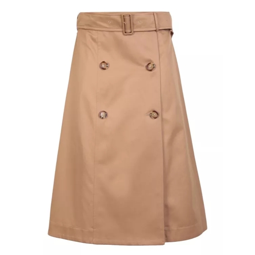 Burberry Flared-Cut Cotton Midi Skirt Brown Midi-Röcke