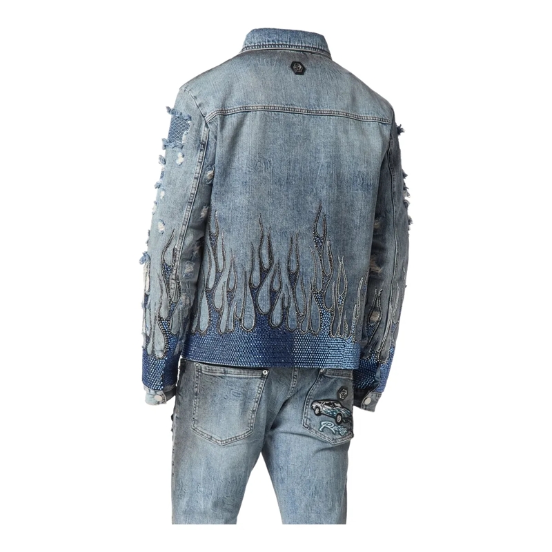 Philipp Plein Jeansjacke Jeansjacke Flame Mit Schmucksteinen grau(Image 2)