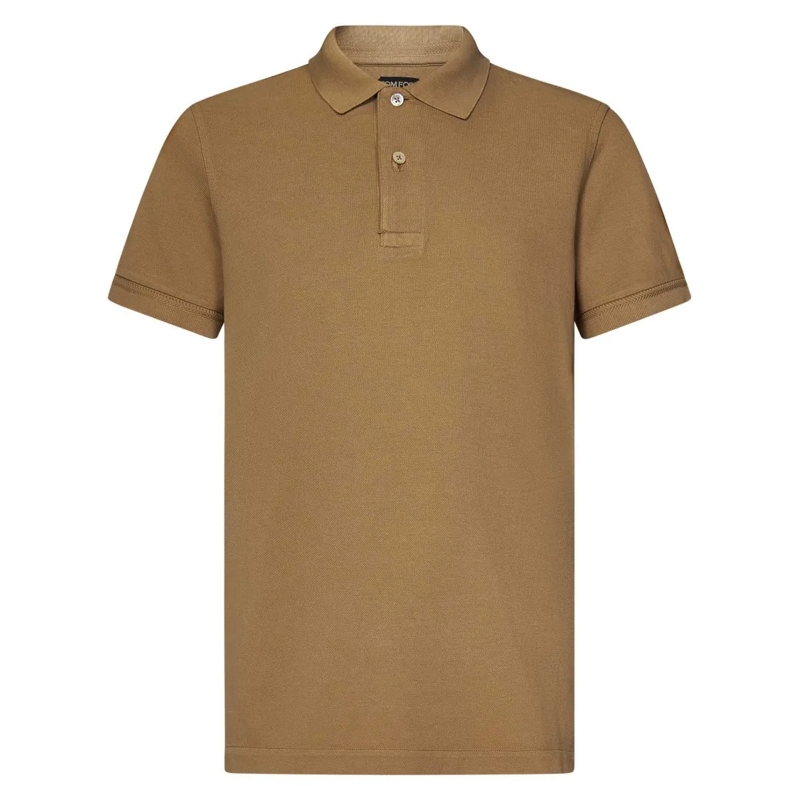 Tom Ford Polohemd Short-Sleeved Beige Polo Shirt Brown