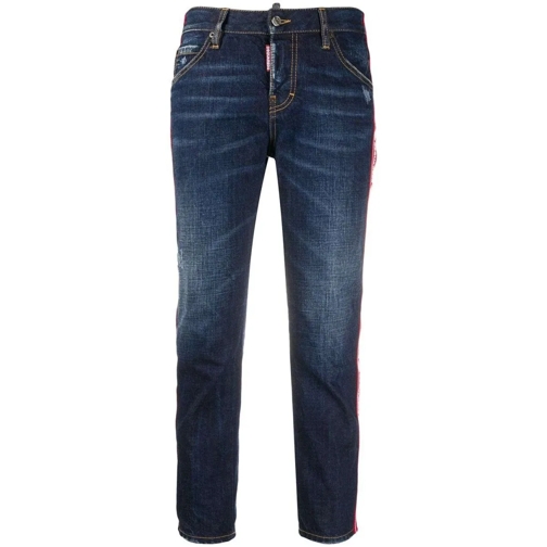 Dsquared2 Jeans Logo Tape Cropped Denim Jeans Blue