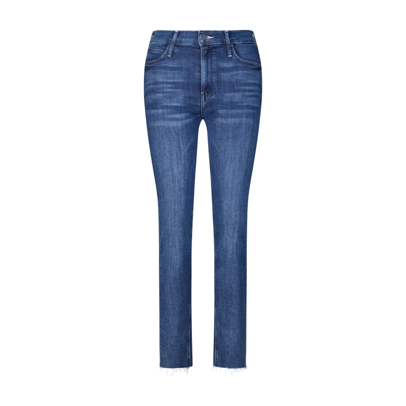 Mother Jeans Mid-Rise Cropped Jeans With Raw Hem Green