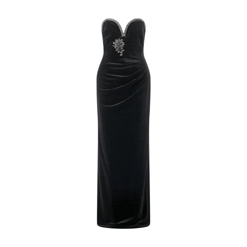 Self Portrait Maxikleid Maxikleid Black Velvet schwarz