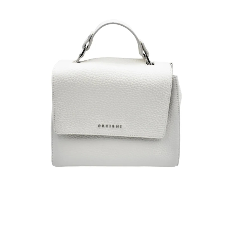 Orciani Crossbodytas Textured Ivory Handbag With Magnetic Flap Closure White