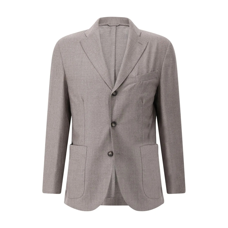 Eton  Flanell-Sakko aus Wolle Grau