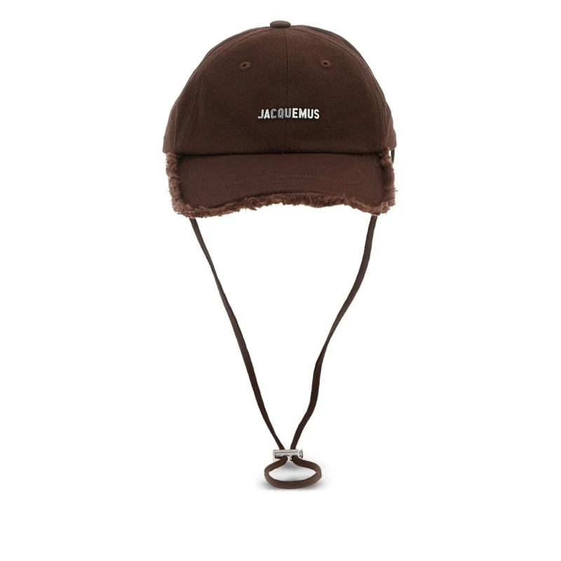 Jacquemus Hut Distressed Brown Cotton Hat Black