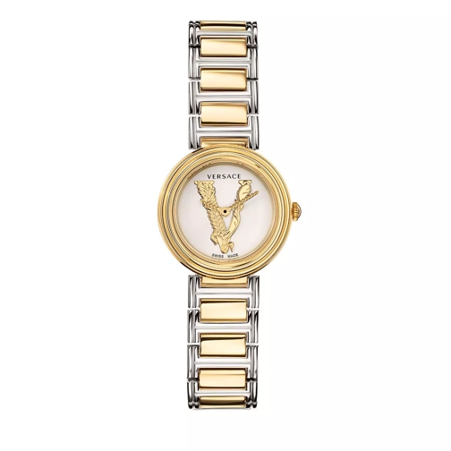 Versace VIRTUS MINI Watch Silver & Yellow Gold Tone Orologio da abito