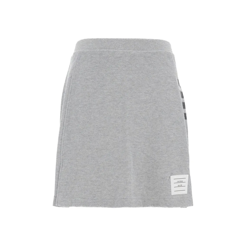 Thom Browne Minirok Pleated Milano Stitch Skirt With Signature Grosgra Grey