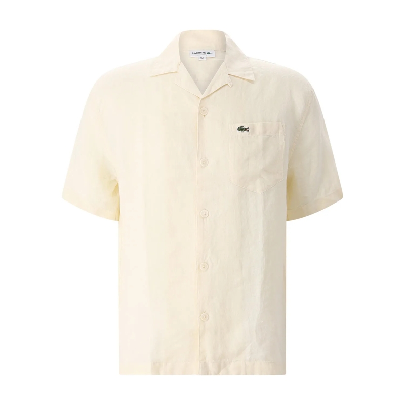Lacoste Chemise Relaxed-Fit Hemd aus Leinen weiß