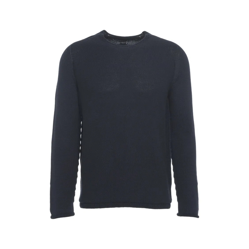 Hannes Roether Pullover Fine Knit Wool Sweater With Classic Crew Neck Black