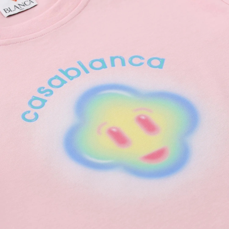 Casablanca T-Shirt Playful Logo Print Short-Sleeve T-Shirt In Soft Pi Pink(Image 6)