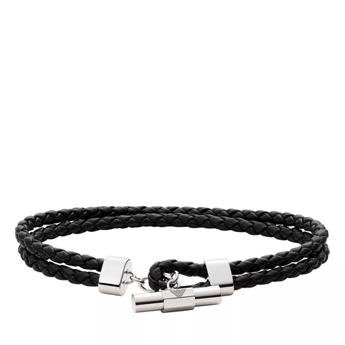 Emporio Armani Leather Multi Strand Bracelet Black Braccialetti