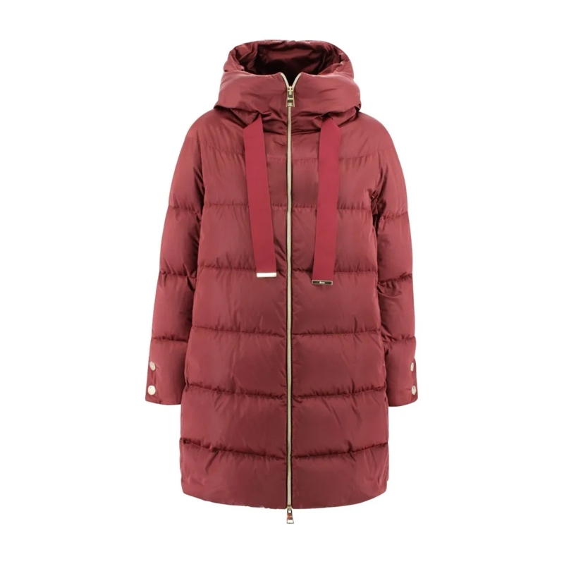 Herno  White Puffer Jacket With High Collar Burgundy