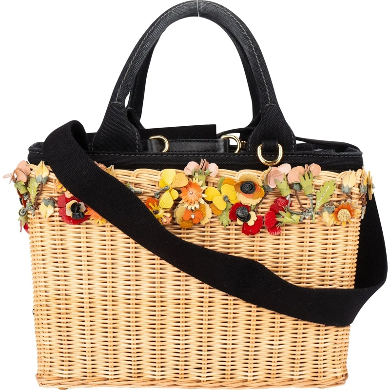 Prada Schultertasche Prada Limited Floral Basket Handbag schwarz