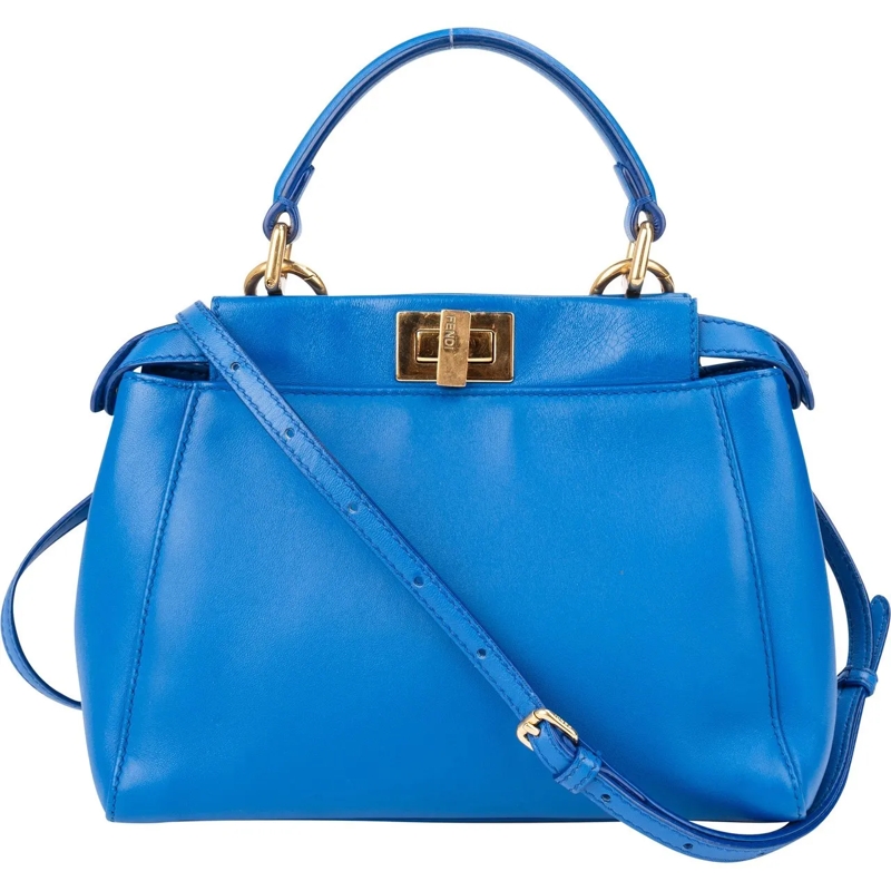 Fendi Schultertasche Fendi Blue Leather Peekaboo Handbag blau
