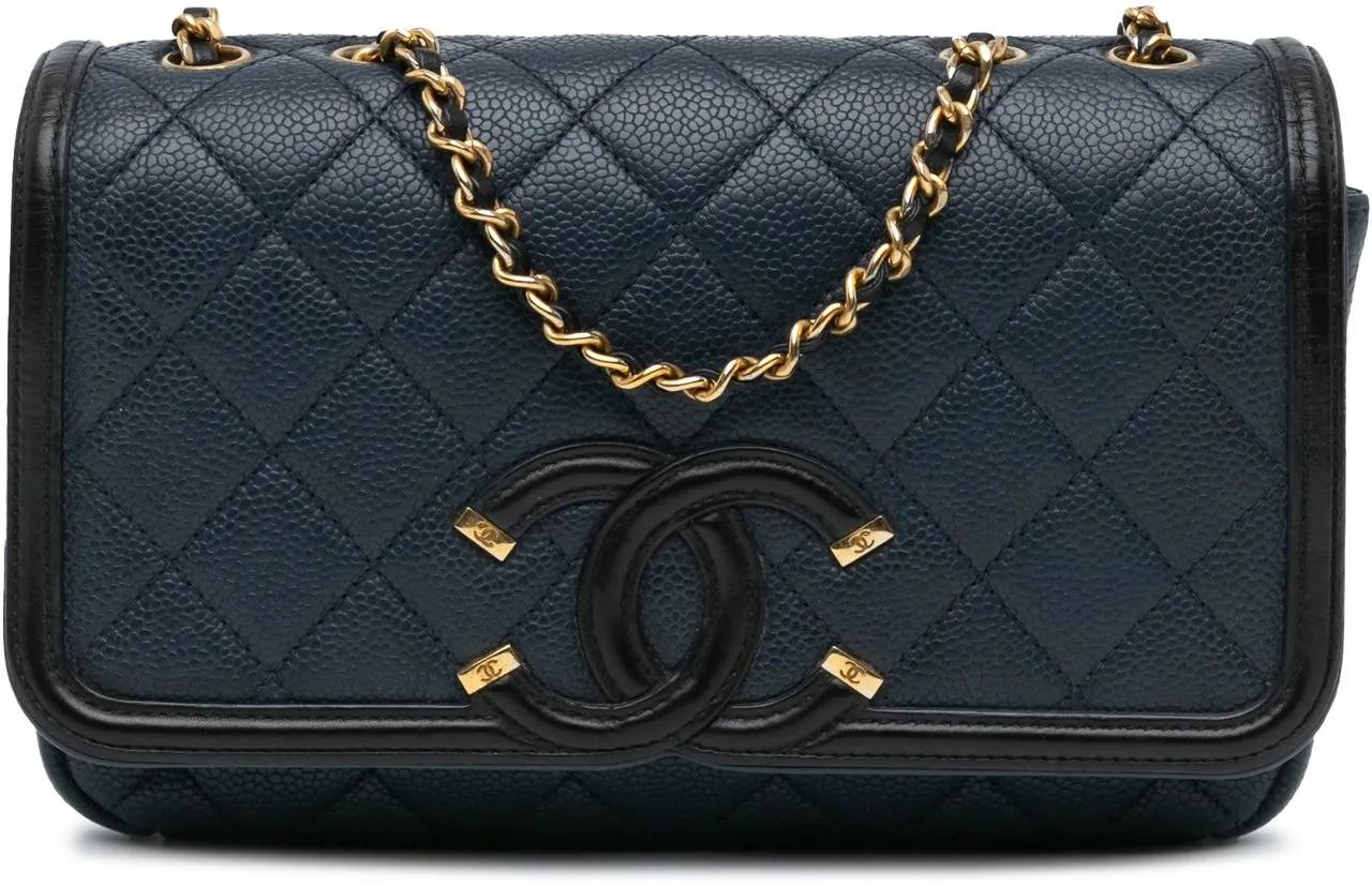Chanel Hobo Bags - Small Bicolor Caviar CC Filigree Flap - Gr. unisize - in Blau - für Damen