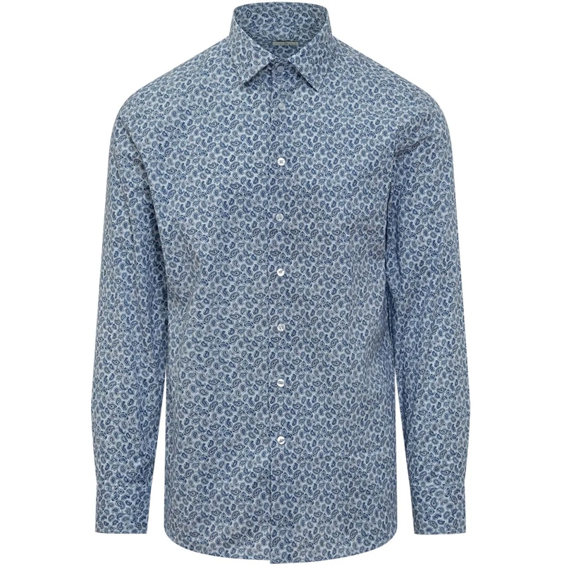 Etro Haut décontracté Camicia Micro Paisley a Maniche Lunghe hellblau