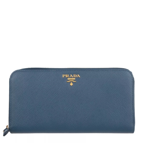 Prada Zip Around Saffiano Wallet Bluette Plånbok med dragkedja