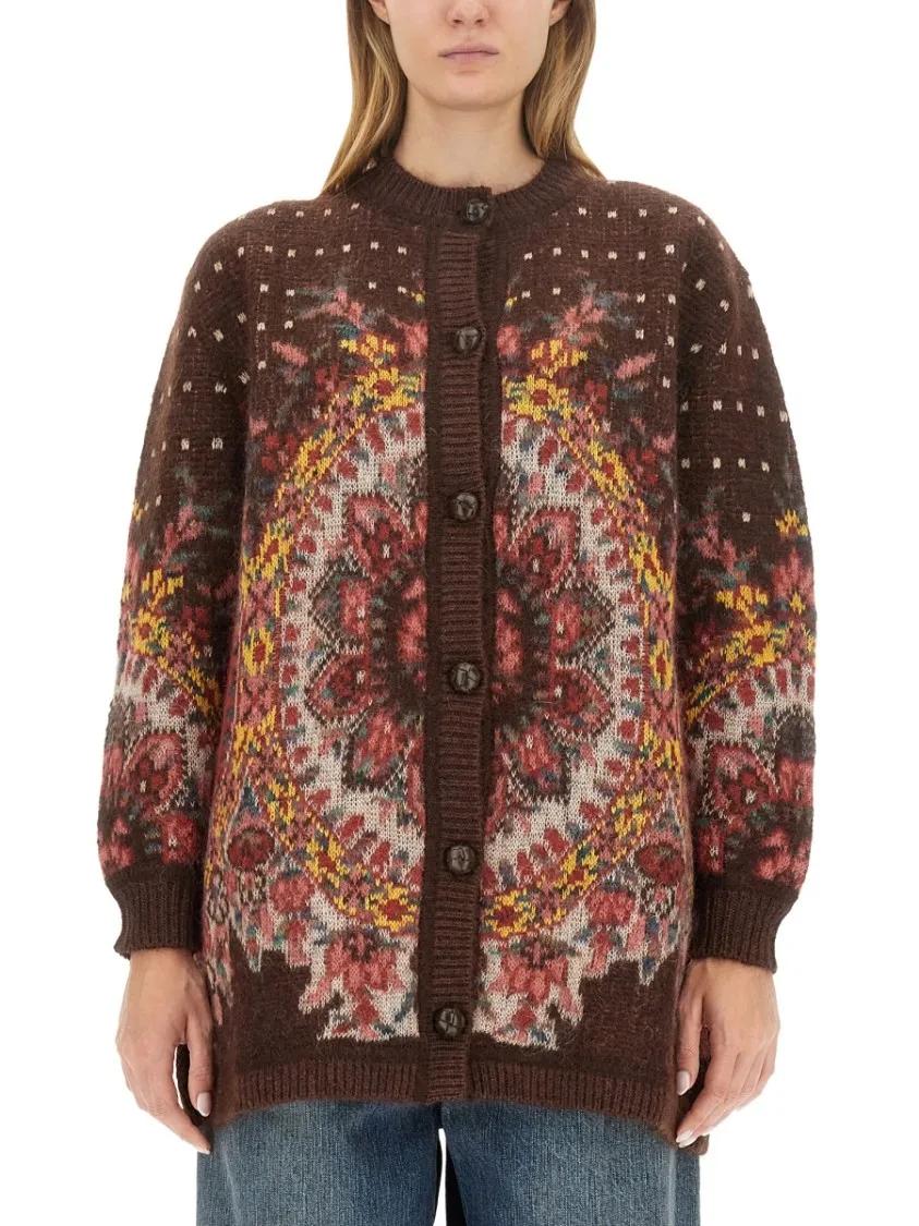Thumbnail - Etro - Oversized Floral Pattern Cardigan - Größe 40 - schwarz