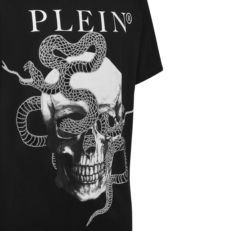 Philipp Plein T-Shirt T-Shirt Snake Mit Schmucksteinen schwarz