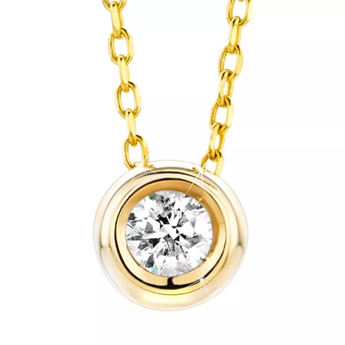 BELORO Solitaire Diamond Necklace 9Kt Yellow Gold Collier court