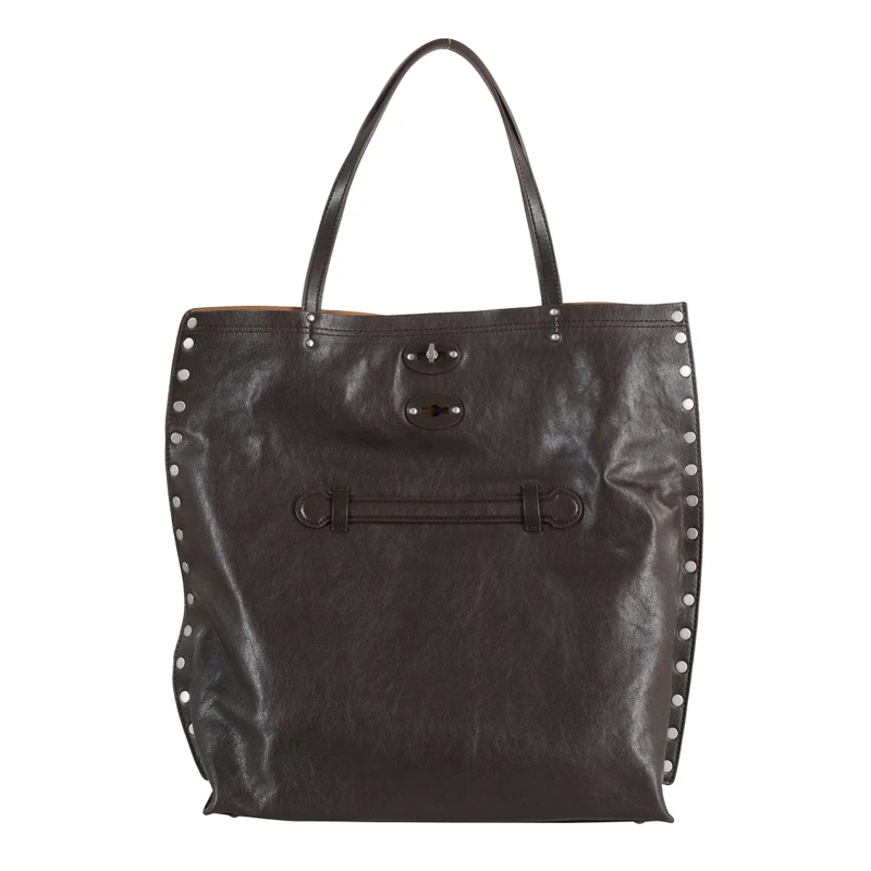 Zanellato Fourre-tout Strolling Charcoal Brown Leather Tote Black
