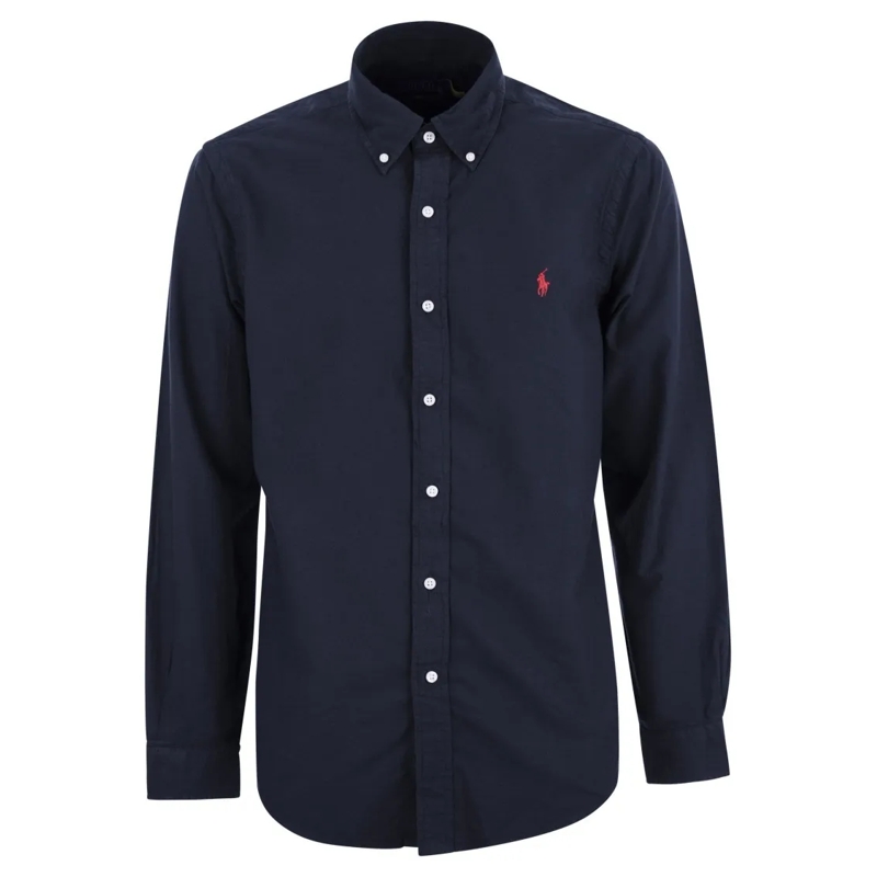 Polo Ralph Lauren Overhemd Custom-Fit Garment Dyed Oxford Shirt Black