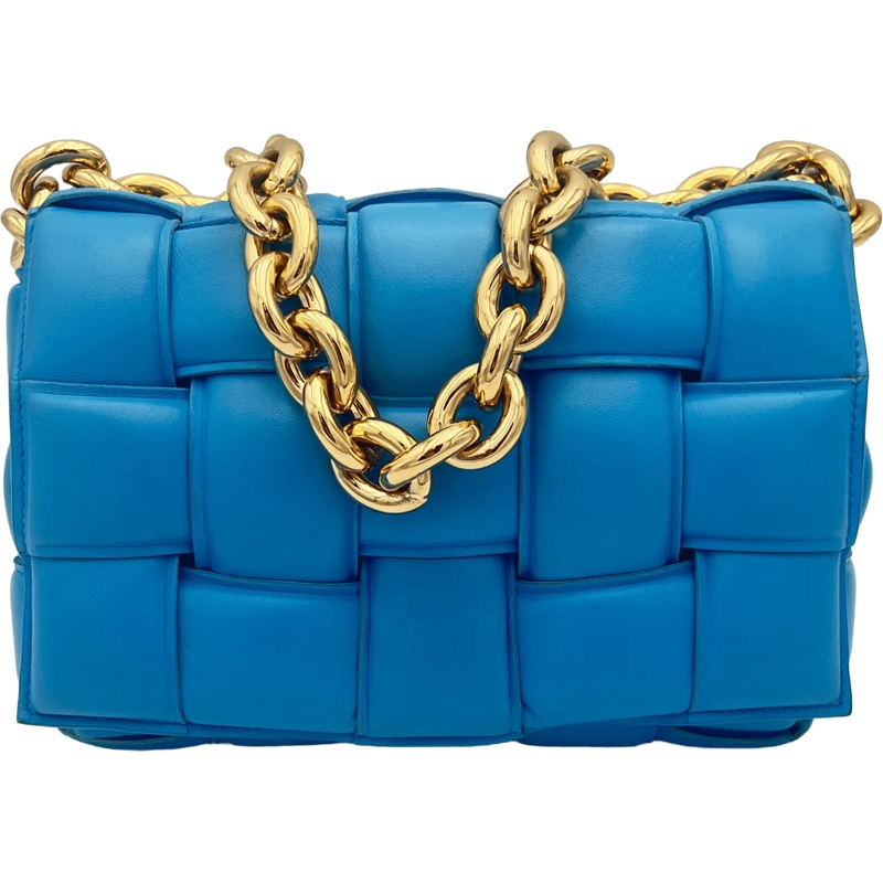 Bottega Veneta Schultertasche Bottega Veneta Padded Cassette Chain - Swimming Po blau