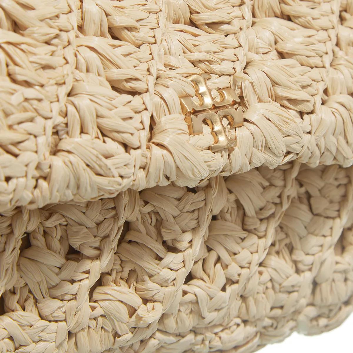 TORY BURCH Pochettes Kira Woven Mini Flap Bag in beige