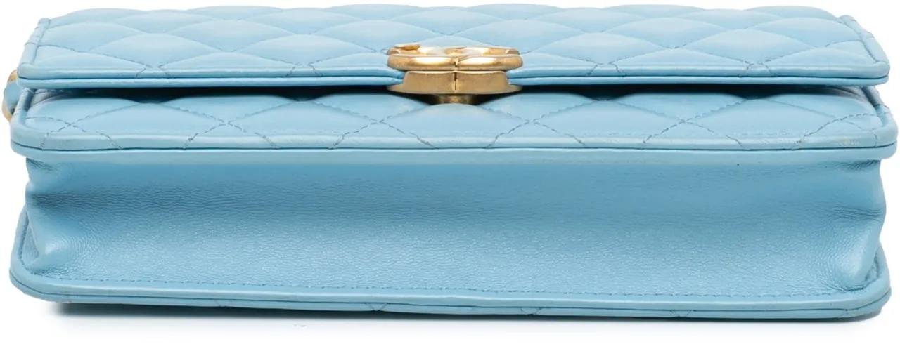 Chanel Hobo bags 2021-2024 Quilted Lambskin Candy Chain Wallet on C in blauw