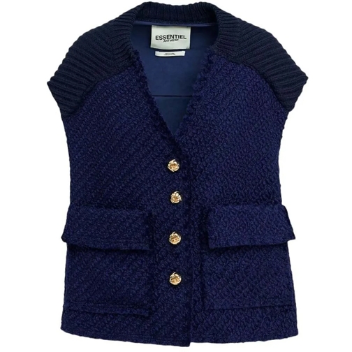 Essentiel Antwerp  Veste sans manche Maille navy gros boutons Geologi mehrfarbig