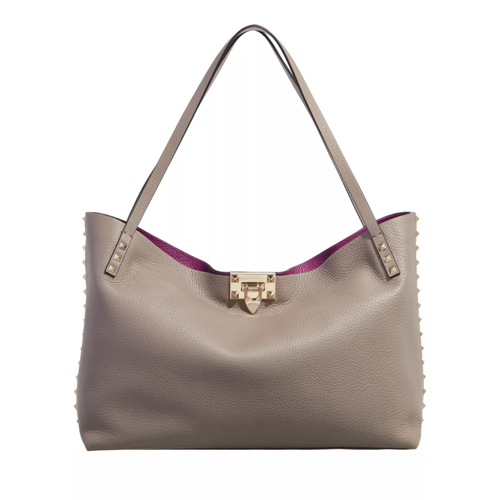 Valentino Garavani Hobo Bag - Medium Tote Rockstud - Gr. unisize - in Taupe - für Damen